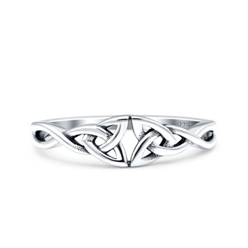 Celtic Oxidized Band Solid 925 Sterling Silver Thumb Ring (5mm)
